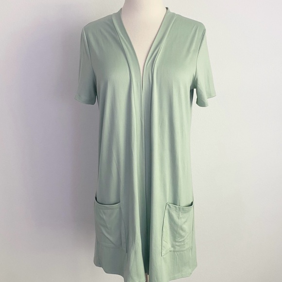 You & Me Short Sleeve Open Front Cardigan w/Pockets Women’s S (4/6) Sage - Picture 4 of 11